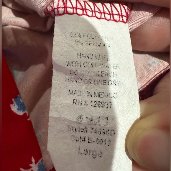 WINDSOR SHORT SLEEVE RED WHITE V NECK TIE KNOT CROP TOP SIZE LARGE - Picture 7 of 9